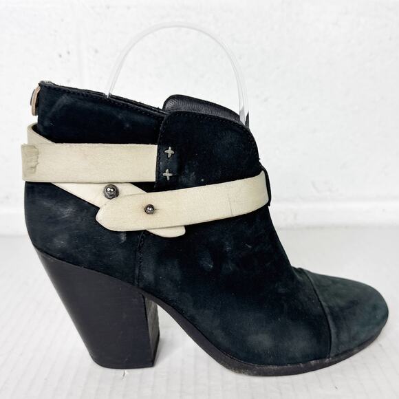Rag and Bone Boots Womens Size 37 Black Suede Stacked Heel Ankle Booties - Picture 6 of 13